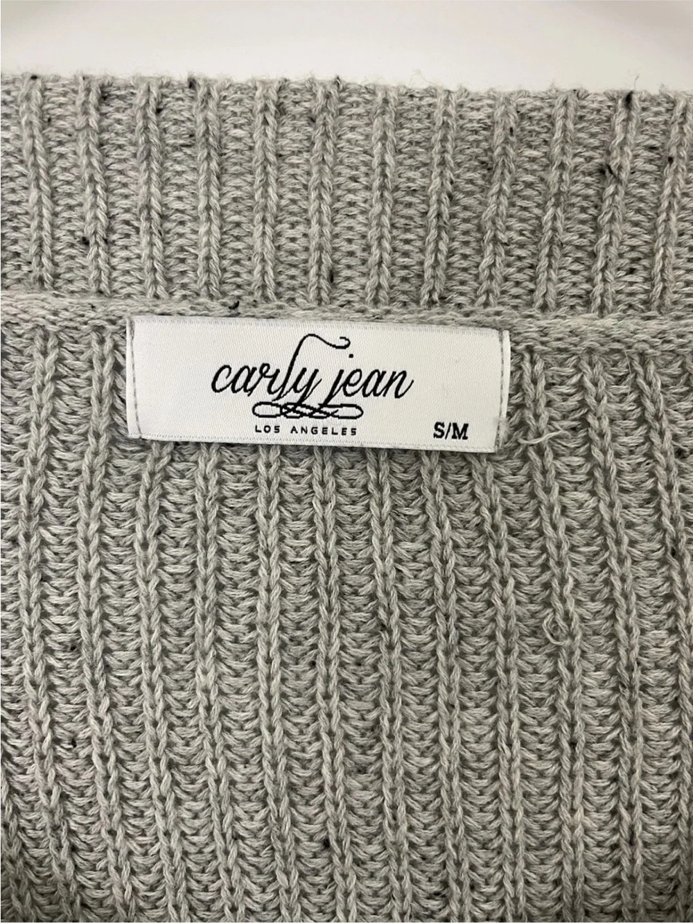 Carly Jean Los Angeles Sweater S/M Gray Boxy Slouchy Speckled Oversized Dolman